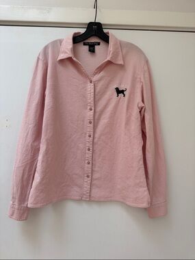 The Black Dog Light Pink Button-Down Shirt with Embroidered Dog